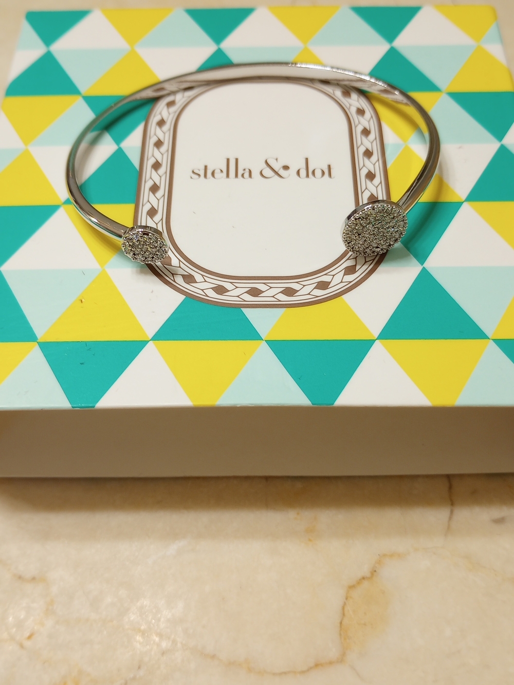 NWT Stella & Dot Silver Pavé Open Cuff Bracelet